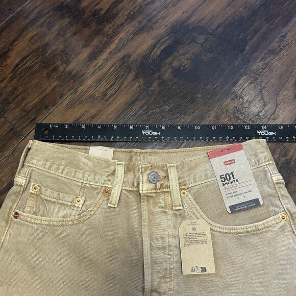 NWT Levis Shorts Womens 27 Tan 501 Button Fly Cut Off High Rise Jean Denim - Picture 6 of 12